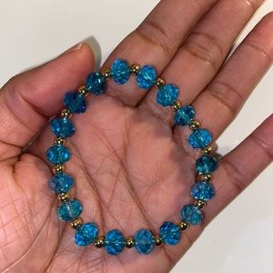 Handmade Aqua & Gold Glass Beaded Bracelet